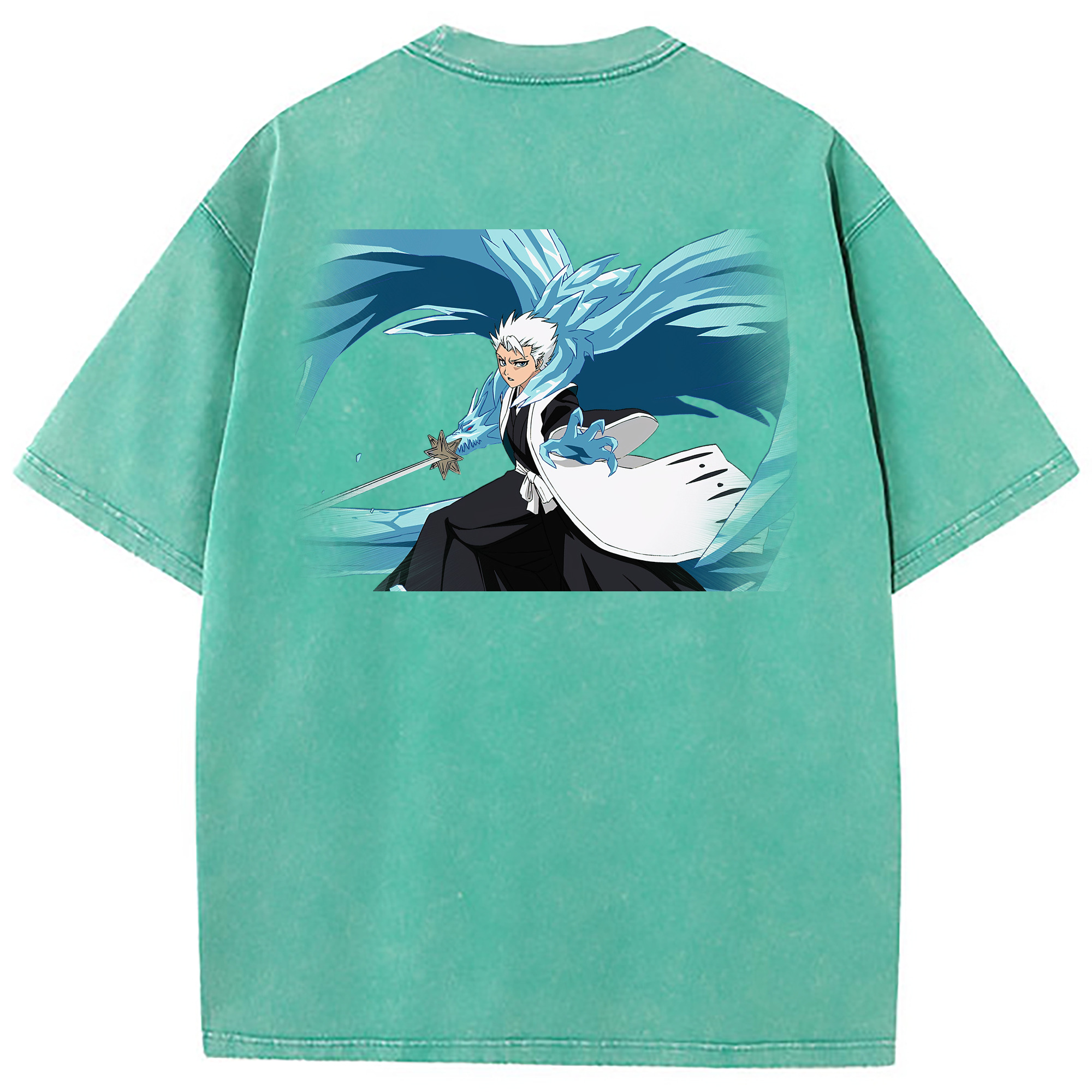 （画像用） ブリーチ 日番谷冬獅郎（ひつがや とうしろう） BLEACH Hitsugaya Toushirou 綿100% ヴィンテージ風 半袖Tシャツ（背面プリント）
